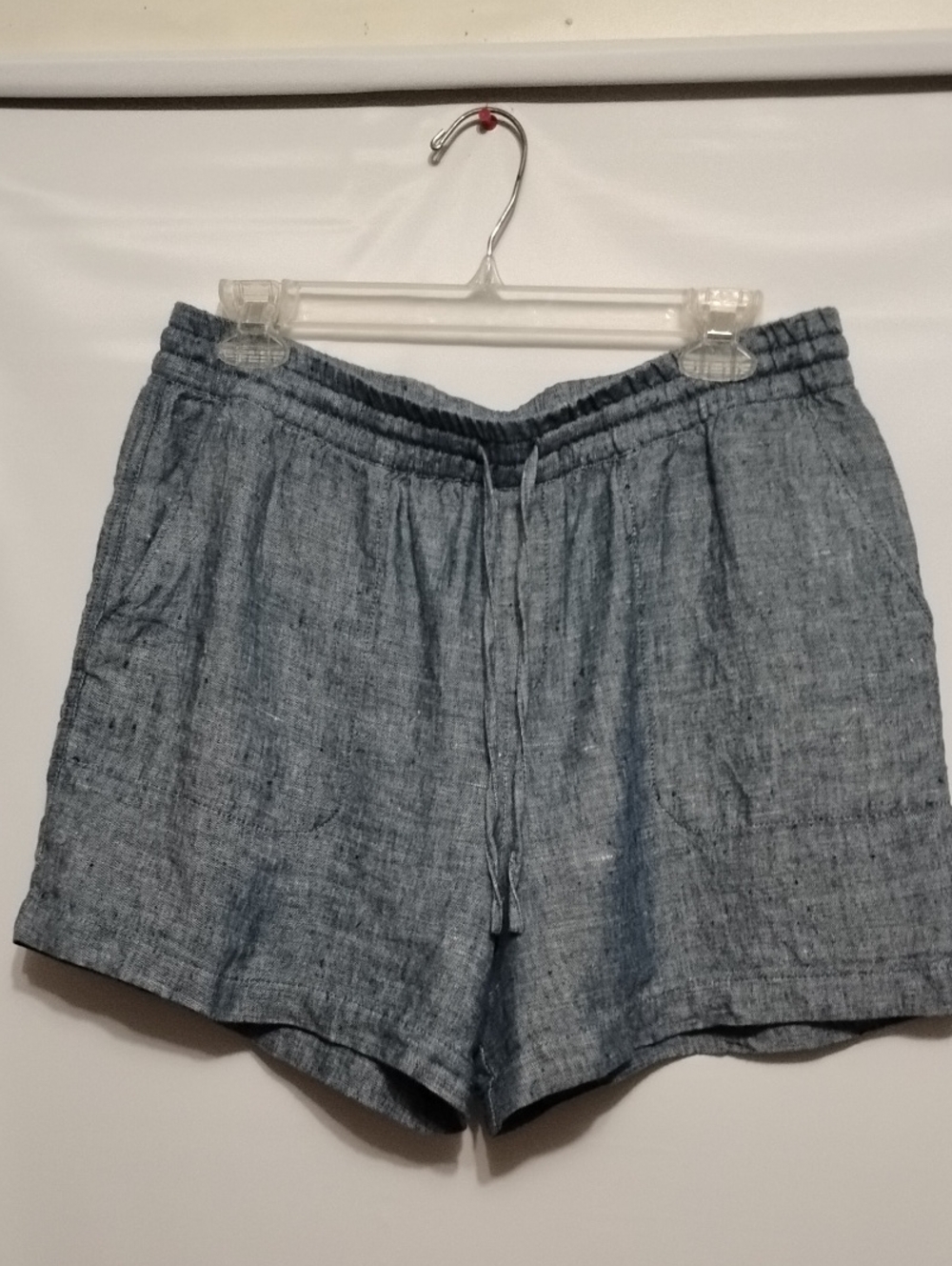 Garnet Hill Light Blue Linen-Blend High‎ Waist Drawstring Shorts